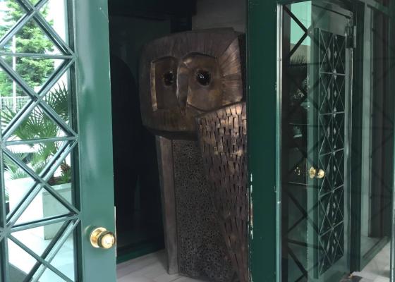 The owl sculpture in Al. Pantou Office Building